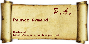 Pauncz Armand névjegykártya